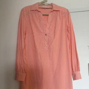 Trina Turk orange & white stripe cotton shirt-dres